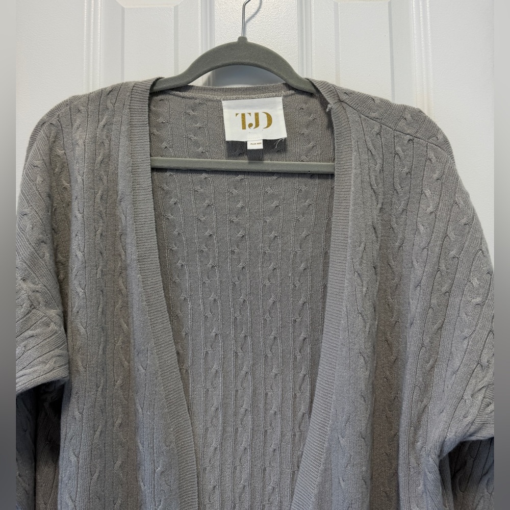 TJD Long Lightweight Long Open Cable Knit Cardigan Size 1X‎ - Picture 4 of 8